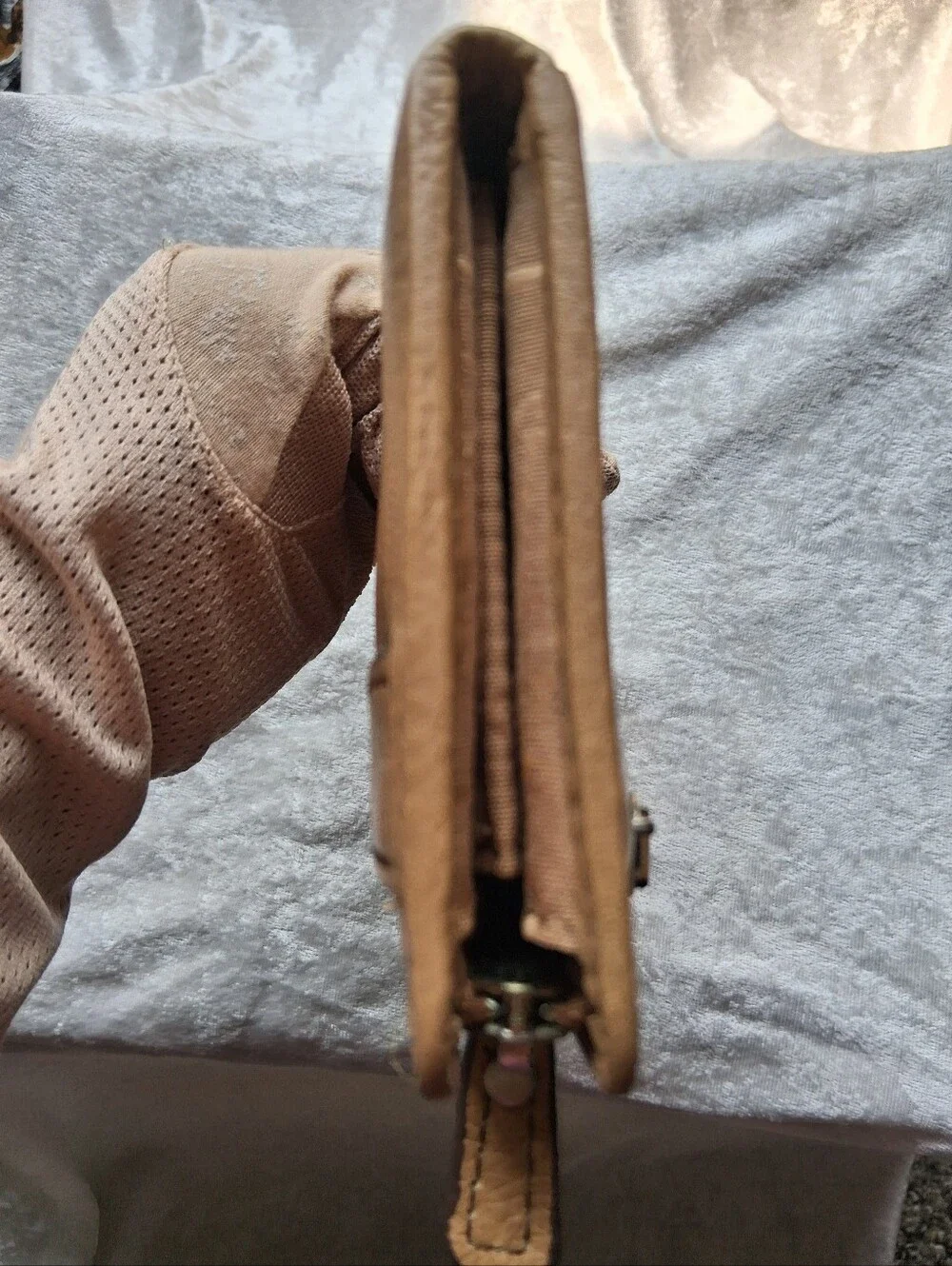 Fossil Maddox Leather Flap Clutch Wallet - Camel/Tan - NWOT